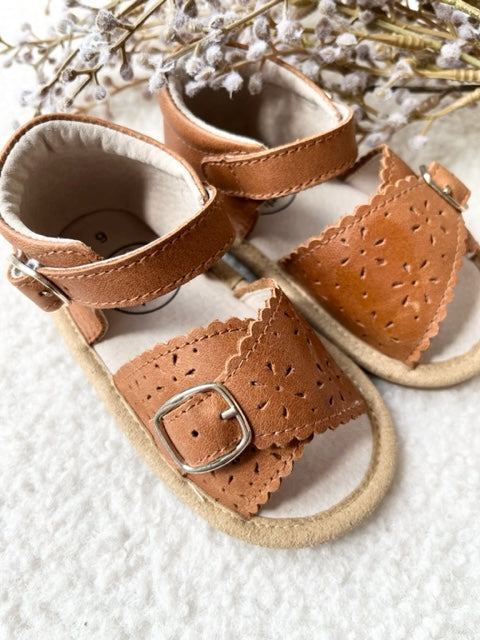 Buckle Sandal - Brown Wax Leather