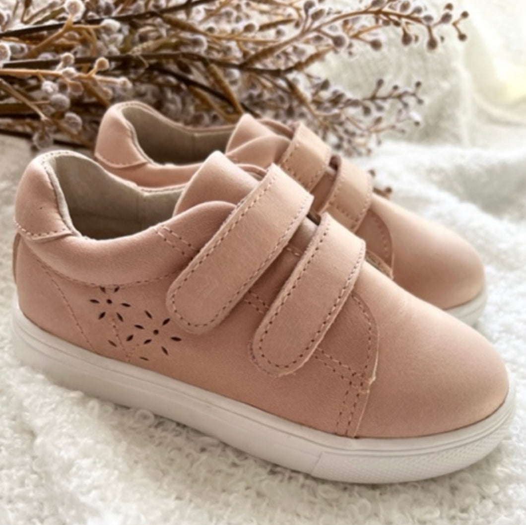 Pink Flower detail - wax leather sneakers